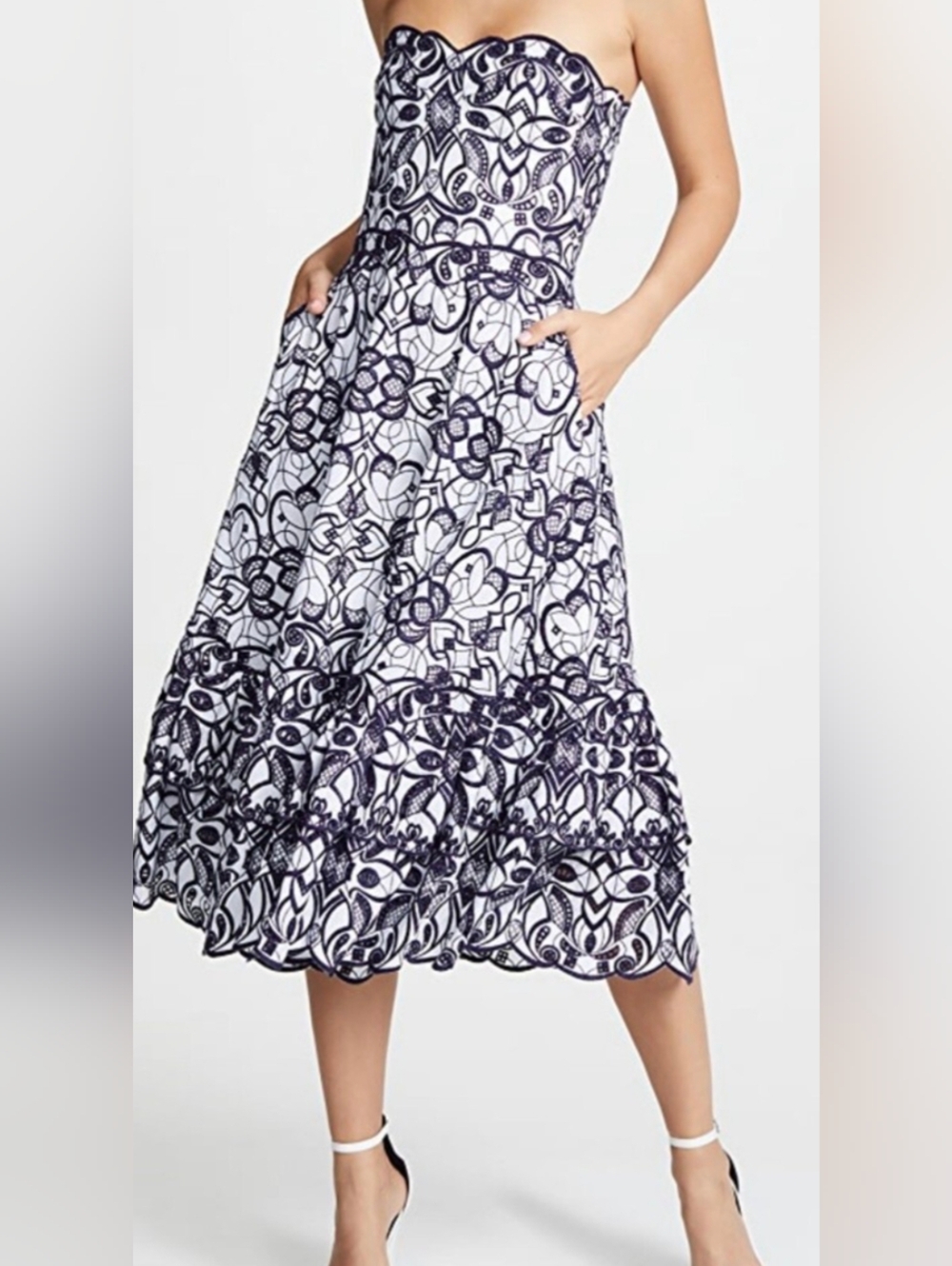 Jonathan Simkhai Strapless Broderie Anglaise Cotton Midi Dress - Size 4